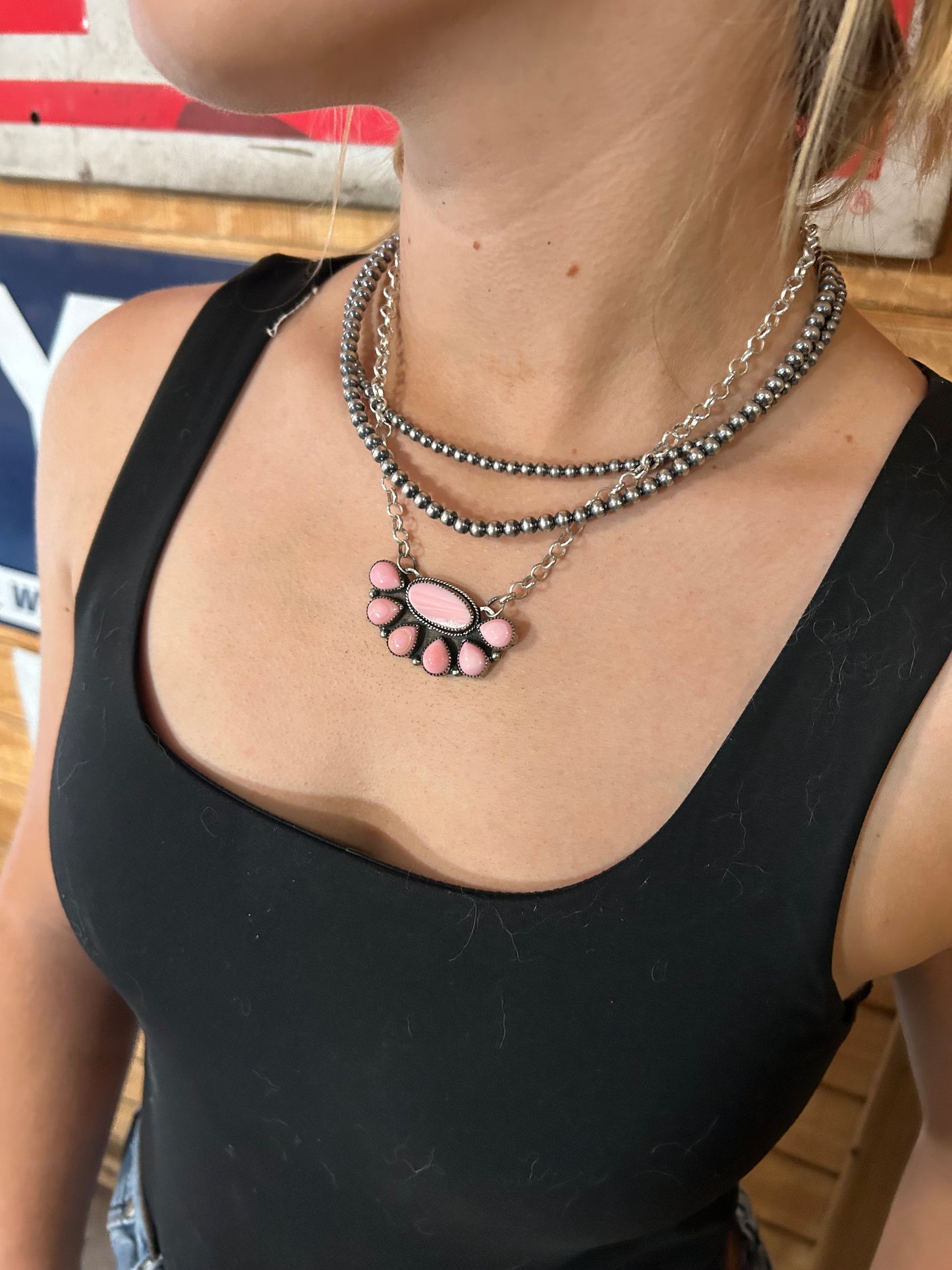 PINK! cluster necklace