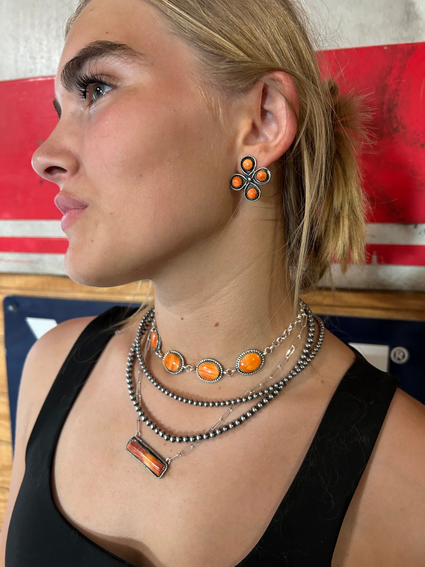 Orange Spiny Earrings