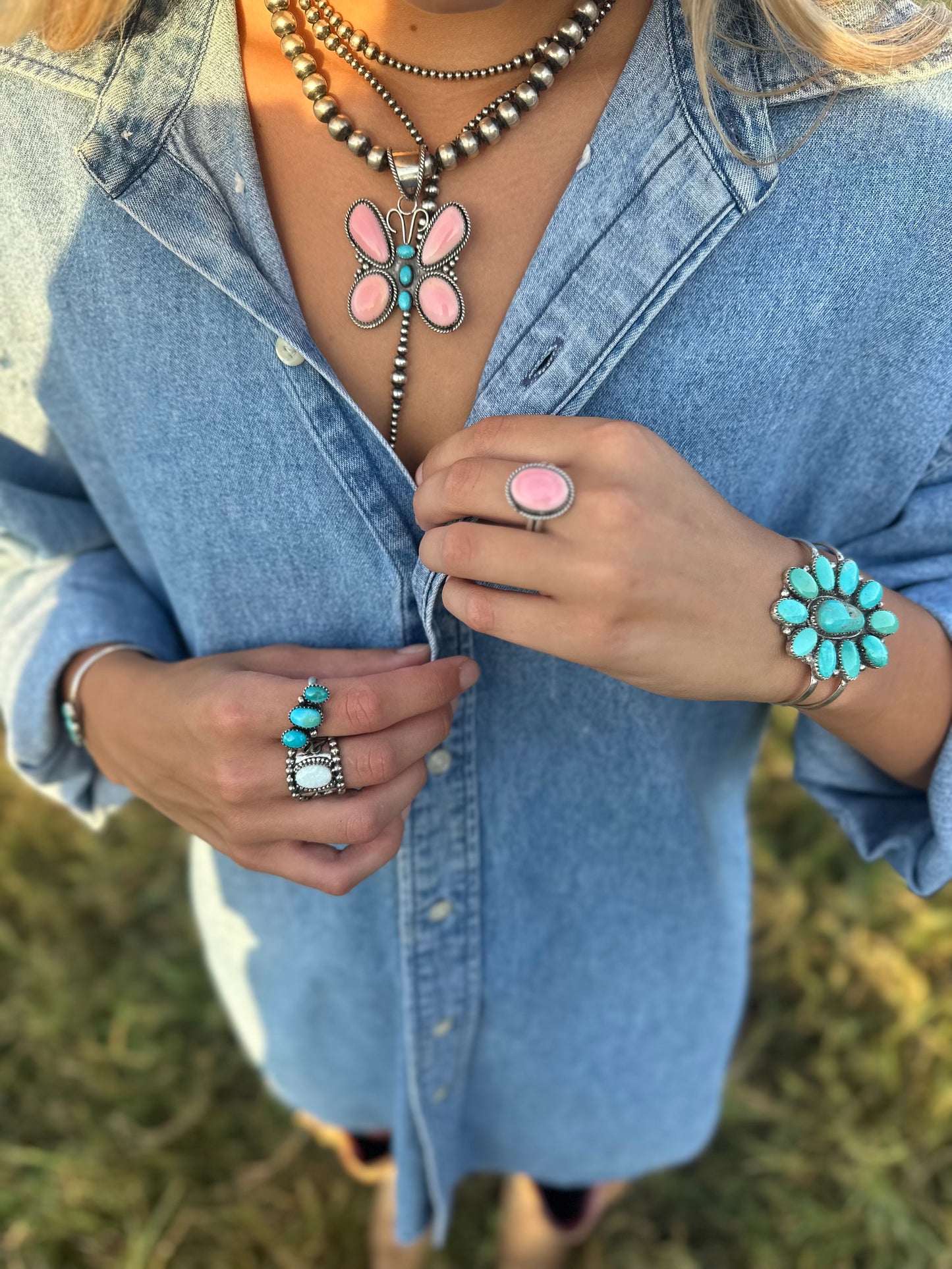 Pink conch ring