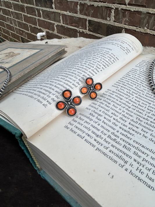 Orange Spiny Earrings