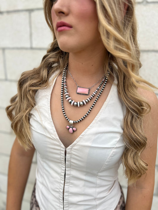 Pink bar necklace
